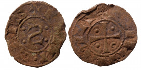 CRUSADERS. Principality of Antioch. Bohémond III, 1149-1163. Denier (Bronze, 0.74 g, 16 mm) +PRIN•CEPS, retrograde S flanked by four pellets. Rev. +AN...
