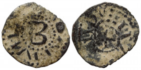 CRUSADERS. Principality of Antioch. Bohémond IV, 1201-1233. Fractional Denier (billon, 0.78 g, 17 mm). +BOAMVNDV around large B. Rev. +ANTIOCHIA cross...