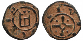 CRUSADERS. County of Tripoli. Bohémond V, 1233-1251. Pougeoise (bronze, 1.16 g, 16 mm), circa 1235 and later. +CIVITΛS St. Andrew's cross with pellet ...