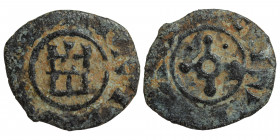 CRUSADERS. County of Tripoli. Bohémond V, 1233-1251. Pougeoise (bronze, 0.68 g, 14 mm), circa 1235 and later. +CIVITΛS St. Andrew's cross with pellet ...