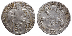 NETHERLANDS. Westfriesland. 1/2 Lion Dollar or Leeuwendaalder (1617). MO ARG PRO CONFOE BELG WESTF. Knight standing left, head right, holding up garni...