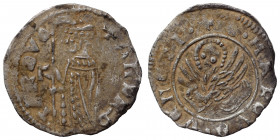 ITALY. Venice. Andrea Contarini, 1367-1382. Soldino (Silver, 15 mm). +ANDR'Q'TAR• DVX Doge kneeling left, holding banner; to left, F. Rev. +S MARCVS V...