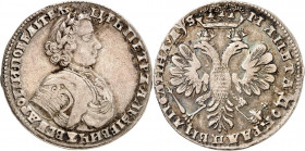 RUSSLAND | GROSSFUERSTENTUM / KAISERREICH
Peter I., 1682 / 1689 - 1725. Poltina (1/2 Rubel) 1706, Moskau, Münzhof Kadashevksy. 14.17 g. Bitkin 562 (R...