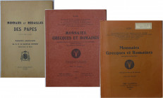 Lot de 3 catalogues de collections particulières
1- Collection de Feu il cavalliere Roberto Allatini sur le monnayage grec et romain, 1928, bon état ...