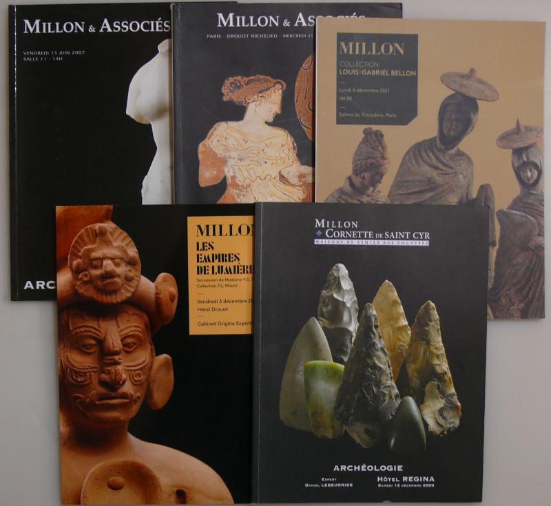 Lot de 5 catalogues de vente d'archéologie de Million et Associés