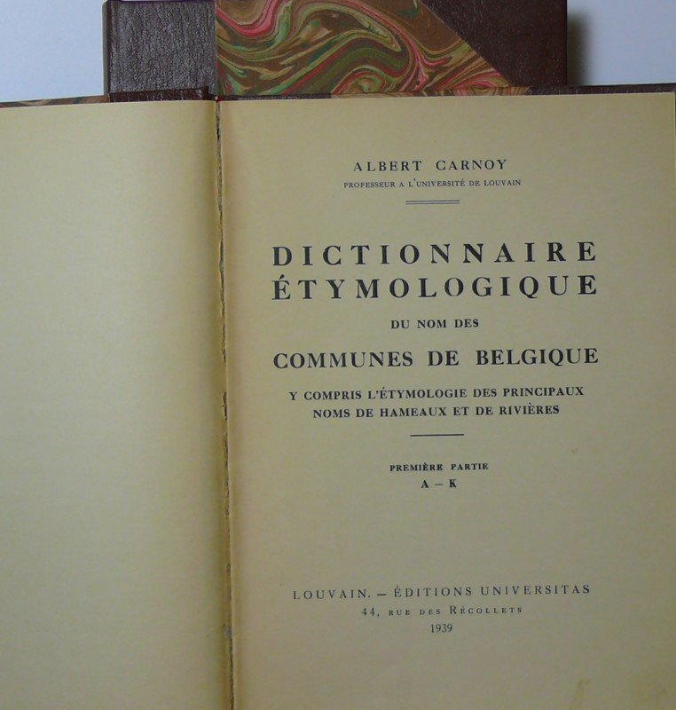 Dictionnaire éthymoligique du nom des communes de Belgique, Albert Carnoy, Louva...