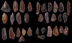 Néolithique - Lot de 10 outils en silex
Beau lot de 10 outils en silex de formes et couleurs diverses. De 20 à 35 mm.