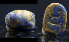 Egypte - Basse époque - Scarabée en lapis lazuli - 664 / 332 av. J.-C. (26ème-30ème dynastie)
Scarabée en lapis lazuli dont l'empreinte représente un...