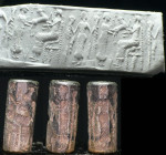 Moyen Orient - Assyrie - Sceau cylindre en pierre (scêne d'offrande) - 1500 / 800 av. J.-C.
Grand sceau en pierre représentant une femme faisant l'of...
