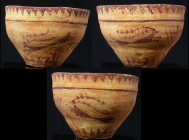 Elamite - Bol en terre cuite - 2500 / 2000 av J.-C.
Beau bol en terre cuite à engobe beige et marron foncé dont le décor représente 3 cervidés et des...