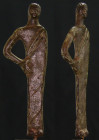 Etrusque - Statuette d’homme en bronze - 600 / 400 av. J.-C.
Statuette en bronze représentant un homme vêtu d'un drapé, la main droite posée sur les ...