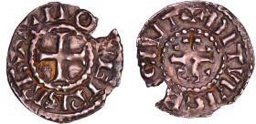 Lothaire II de Lotharingie (954-986) - Denier (Bourges)
A/ + LOTEIRIVS REX Croix.
R/ + BITVRICES CIVITAS Monogramme.
TTB
Nou.9 var
 Ar ; 1.06 gr ...