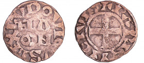 Louis VII (1137-1180) - Denier de Paris - 2ème type
A/ + LVDOVICVS RE // FRA NCO sur deux lignes. 
R/ + PARISII CIVIS. Croix. 
TB
Dy.145-C.--L.140...