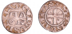 Louis VII (1137-1180) - Denier de Paris - 3ème type
A/ LVDOVICVS REX // FRA OCN sur deux lignes
R/ + PARISII CIVIS. Croix. 
TB+
Dy.146-C.182-L.139...