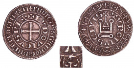 Louis IX (1245-1270) - Gros tournois (1266-1270) étoile sous le V de TVRONVS
A/ + LVDOVICVS REX, légende extérieure : + BNDICTV: SIT: NOmE: DNI: nRI:...