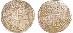 Jean II le Bon (1350-1364) - Gros blanc à la couronne (26 mars 1357)
A/ + IOhAnnES• DEI• GRA, (N onciales), légende extérieure : BNDICTV: SIT: nOmE: ...