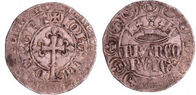 Jean II le Bon (1350-1364) - Gros à la couronne - 1ère émission (22 août 1358)
A/ + IOHANNES DEI GRA. Croix latine fleurdelisée et recroisetée, coupa...