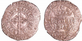 Jean II le Bon (1350-1364) - Blanc à la couronne
A/ + IOHANNES DEI GRA. Croix latine fleurdelisée et recroisetée, coupant la légende en bas. 
R/ FRA...