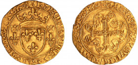 Charles VII (1422-1461) - Ecu d'or à la couronne - 3ème émission (20 janvier 1447) - Limoges
A/ (couronnelle) KAROLVS DEI GRACIA FRAnCORVm REX. Ecu d...