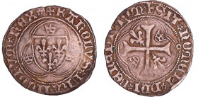 Charles VII (1422-1461) - Blanc à la couronne - 1ère émission (28 janvier 1436) Toulouse
A/ + KAROLVS FRANCORVM REX. Ecu de France entre trois couron...