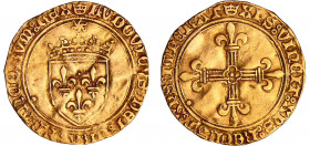 Louis XI (1461-1483) - Ecu d'or au soleil - Saint-Lô
A/ (couronnelle ) LVDOVICVS: DEI: GRA: FRANCORV: REX: Ecu de France couronné sous un soleil. 
R...