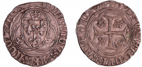 Louis XI (1461-1483) - Blanc à la couronne - 2ème émission (4 janvier 1474) Saint-lô
A/ + LVDOVICVS* FRAnCORV* REX. Ecu de France entre trois couronn...