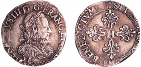 Henri III (1574-1589) - Demi-franc au col fraisé - 1576 K (Bordeaux)
A/. HENRICVS. III. D. G. FRAN. ET. POL. REX. Buste au col fraisé, lauré et cuira...