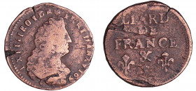 Louis XIV (1643-1715) - Liard de France, 3ème type au buste âgé - 1699 & (Aix)
TB
L4L.268-Ga.81
 Cu ; 3.86 gr ; 22 mm
Frappe médaille.
