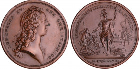Louis XV (1715-1774) - Médaille - Rétablissement des compagnies des Cadets 1727, par Du Vivier
SPL
Divo.70
 Br ; 29.20 gr ; 41 mm
Frappe originale...