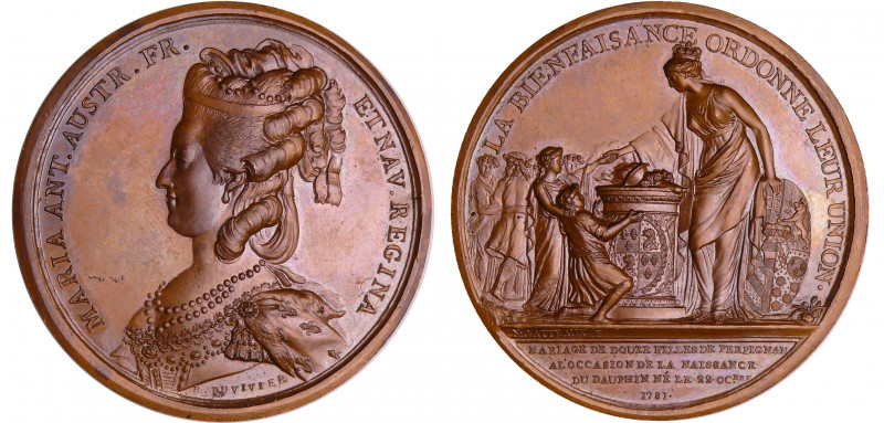 Marie-Antoinette - Médaille - Mariage de 12 filles de Perpignan, 1781 par Duvivi...
