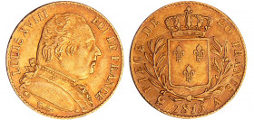 Louis XVIII (1815-1824) - 20 francs au buste habillé 1815 A (Paris)
TTB+
Ga.1026-F.517
 Au ; 6.34 gr ; 21 mm