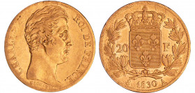 Charles X (1824-1830) - 20 francs 1830 A (Paris)
TTB
Ga.1029-F.520
 Au ; 6.39 gr ; 21 mm