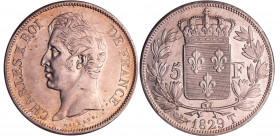 Charles X (1824-1830) - 5 francs 2ème type 1829 T (Nantes)
SUP+
Ga.644-F.311
 Ar ; 24.96 gr ; 37 mm