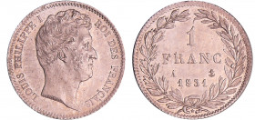 Louis-Philippe Ier (1830-1848) - 1 franc tête nue 1831 A (paris)
SPL à FDC
Ga.452-F.209
 Ar ; 4.99 gr ; 23 mm
Monnaie de qualité exceptionnelle av...