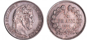 Louis-Philippe Ier (1830-1848) - 1/4 de franc 1831 A (Paris)
SPL
Ga.355-F.166
 Ar ; 1.26 gr ; 15 mm