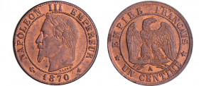 Napoléon III (1852-1870) - 1 centime tête laurée 1870 A (Paris)
SPL
Ga.87-F.103
 Br ; 1.04 gr ; 15 mm