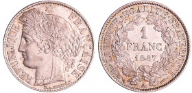 Troisième république (1871-1940) - 1 franc Cérès 1887 A (Paris)
FDC
Ga.465-F.216
 Ar ; 5.01 gr ; 23 mm