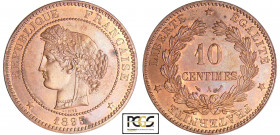 Troisième République (1871-1940) - 10 centimes Cérès 1895 A (Paris)
PCGS MS 63 RB
Ga.265-F.135
 Br ; 10.05 gr ; 30 mm
PCGS #31746932.