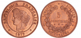 Troisième république (1871-1940) - 5 centimes Cérès 1877 A (Paris)
SPL
Ga.157-F.118
 Br ; 5.06 gr ; 25 mm