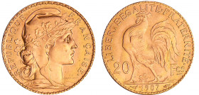 Troisième république (1871-1940) - 20 francs Marianne 1907 A (Paris)
SUP
Ga.1064a-F.535
 Au ; 6.45 gr ; 21 mm