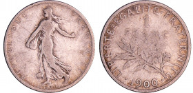 Troisième république (1871-1940) - 1 franc Semeuse 1900
TB
Ga.467-F.217
 Ar ; 4.90 gr ; 23 mm