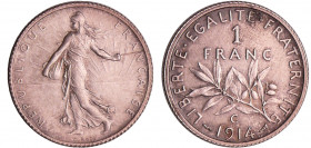Troisième république (1871-1940) - 1 franc Semeuse 1914 C (Castelsarrasin)
SUP
Ga.467-F.217
 Ar ; 5.02 gr ; 23 mm