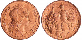 Troisième république (1871-1940) - 5 centimes Dupuis 1901
FDC
Ga.165-F.119
 Br ; 5.17 gr ; 25 mm