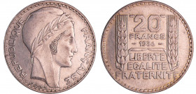 Troisième république (1871-1940) - 20 francs Turin 1936
TTB+
Ga.852-F.400
 Ar ; 19.91 gr ; 35 mm