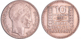 Troisième république (1871-1940) - 10 francs Turin argent 1937
TTB
Ga.801-F.360
 Ar ; 10.00 gr ; 28 mm