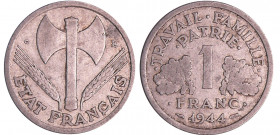 Etat-Français (1940-1944) - 1 franc Bazor - 1944 c - petit c
TB
Ga.471-F.223
 Al ; 1.28 gr ; 23 mm
Petit C et poids faible.