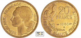 Quatrième république (1947-1959) - 20 francs Georges Guiraud 1950 B 3 plumes
PCGS MS 62
Ga.864-F.401
 Br-Al ; 4.06 gr ; 23.5 mm
PCGS # 83890583.