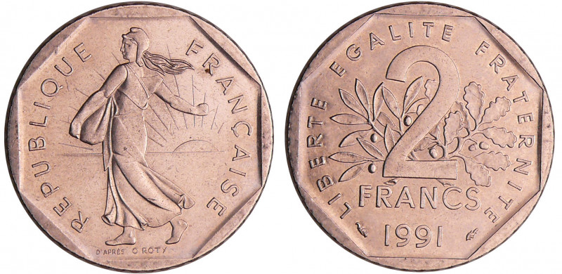 Cinquième république (1959- ) - 2 francs Semeuse 1991
SPL
Ga.547-F.272
 Ni ; ...