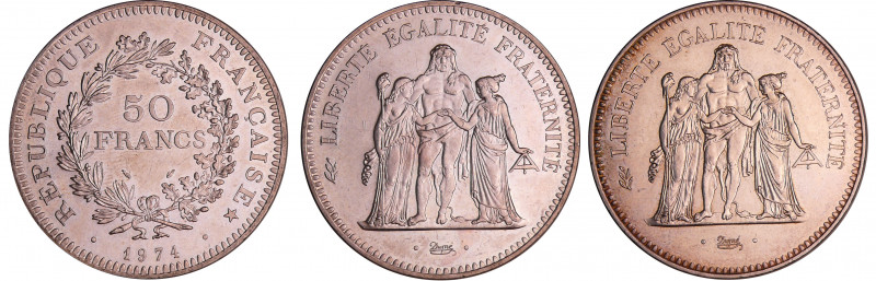 Cinquième république (1959- ) - 50 francs Hercule 1974 avec l'avers de la 20 fra...