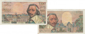 France - 1000 francs (Richelieu) 7-4-1955
T Beau
Fayette.42
1 pli et quelques trous d'épingles.